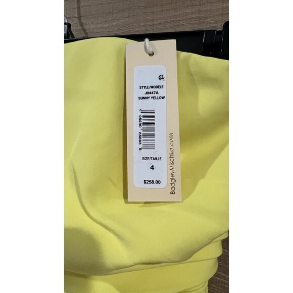 NWT Jewel Badgley Mischka Pleated Strapless yellow Sheath Gown maxi dress size 4 - Picture 6 of 11